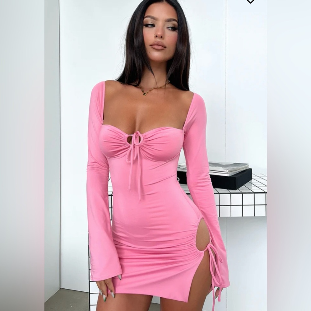 pink mini dress with cut-out